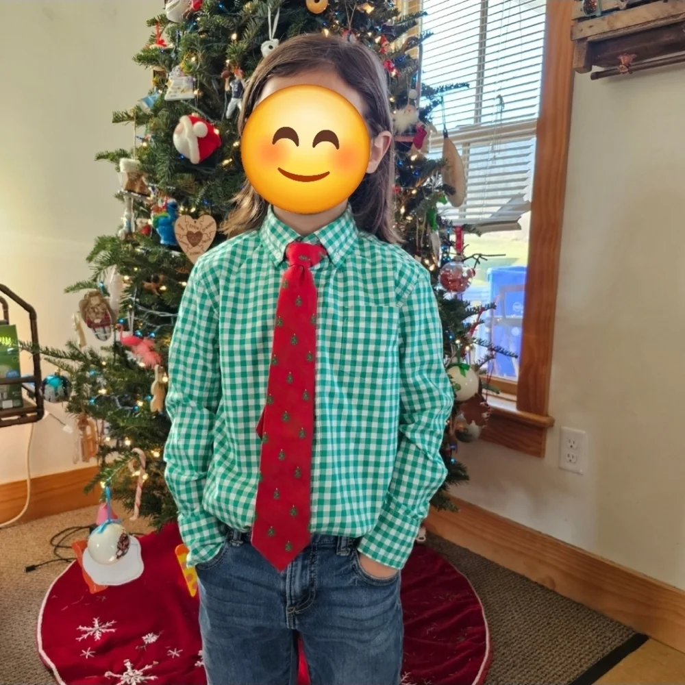 Kids Christmas Tree Patterned Adjustible Zipper Tie
